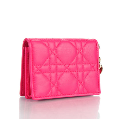 Christian Dior Lambskin Cannage Small Lady Dior Flap Card Holder Pink 3 of 8