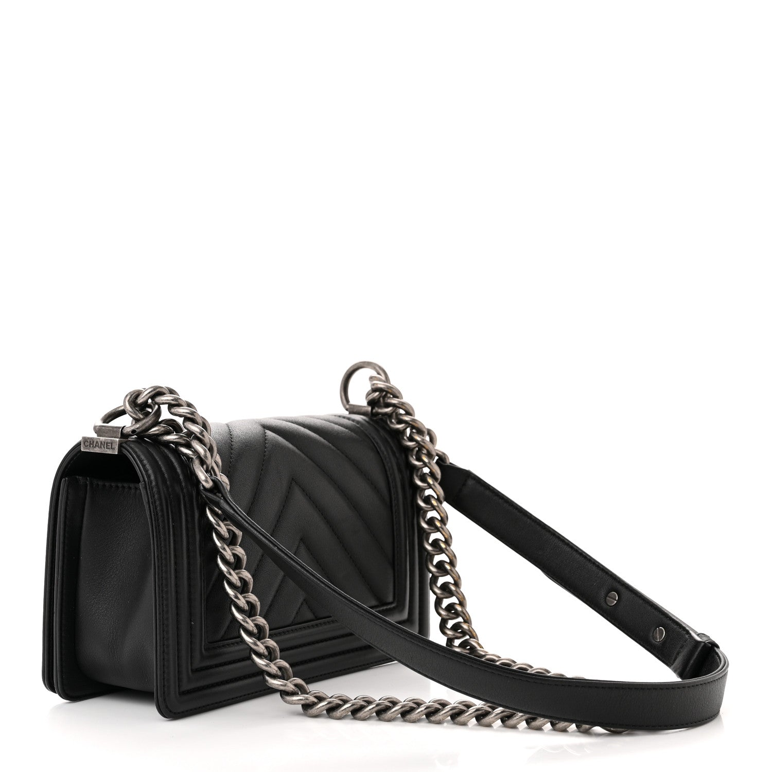 Chanel Calfskin Chevron Quilted Small Boy Flap Black 3 of 11