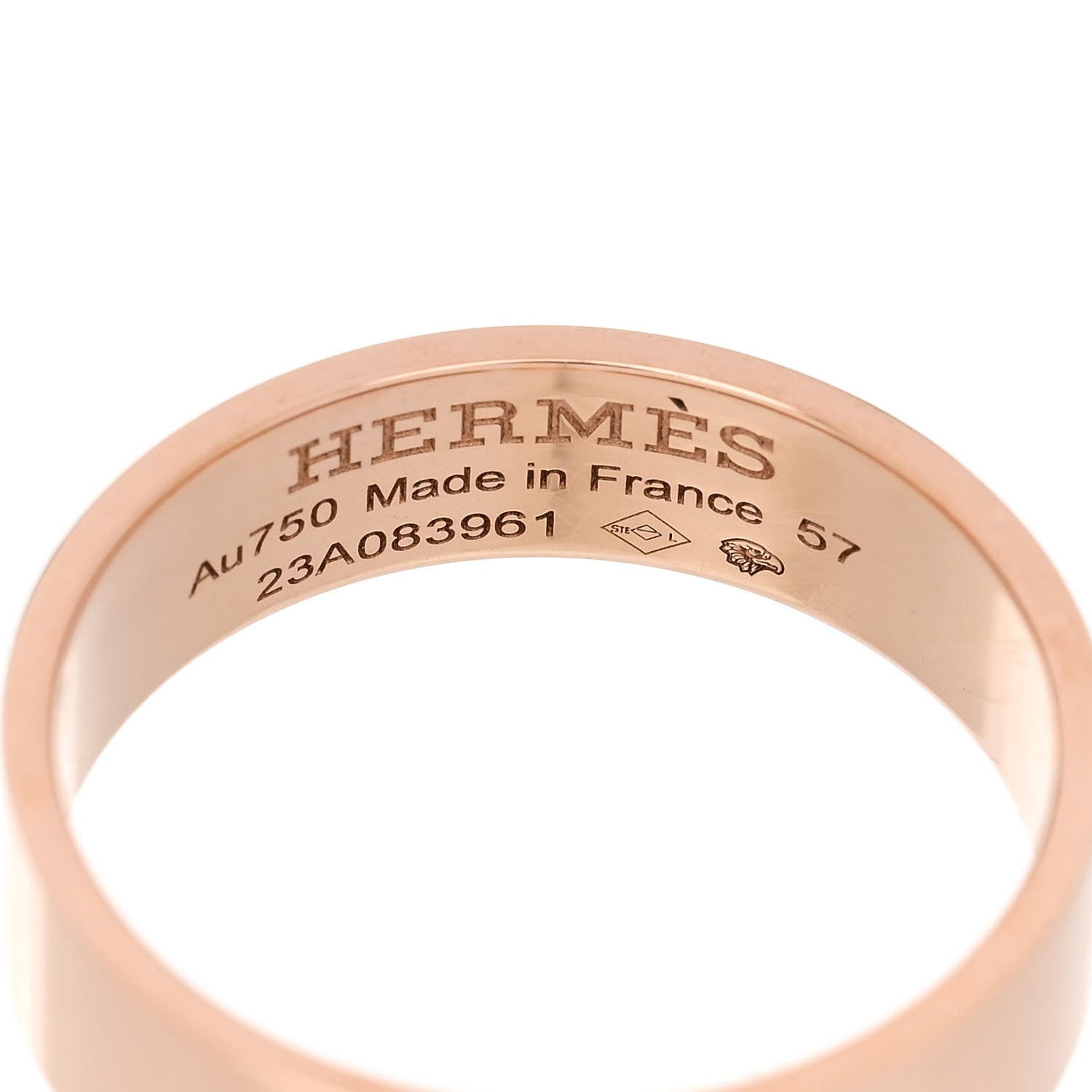 Hermes 18K Rose Gold Diamond PM H D'Ancre Ring 57 8 4 of 5