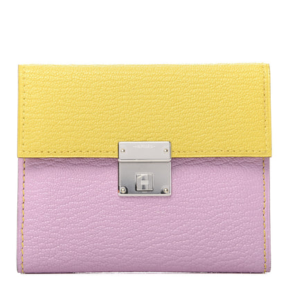 Hermes Chevre Mysore Mini Clic Card Holder Mauve Sylvestre Jaune de Naples 1 of 8