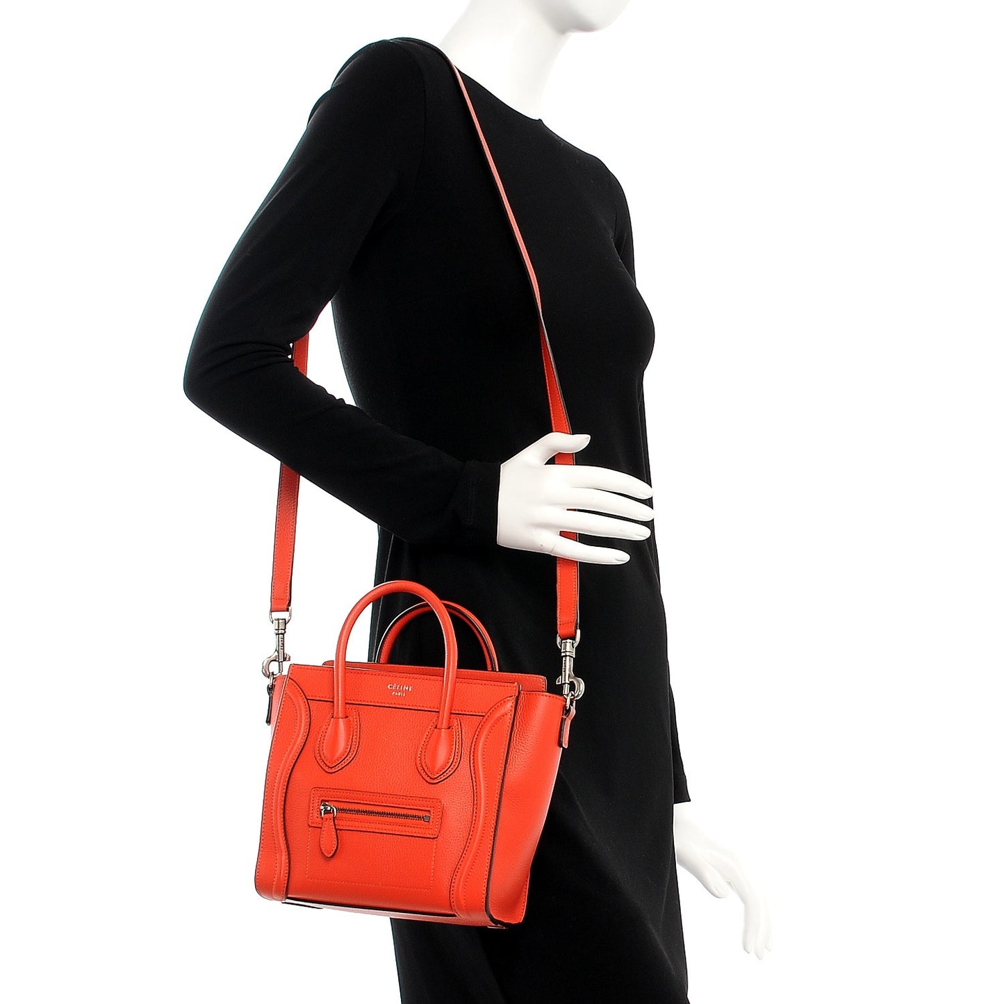 Drummed Calfskin Nano Luggage Vermillion