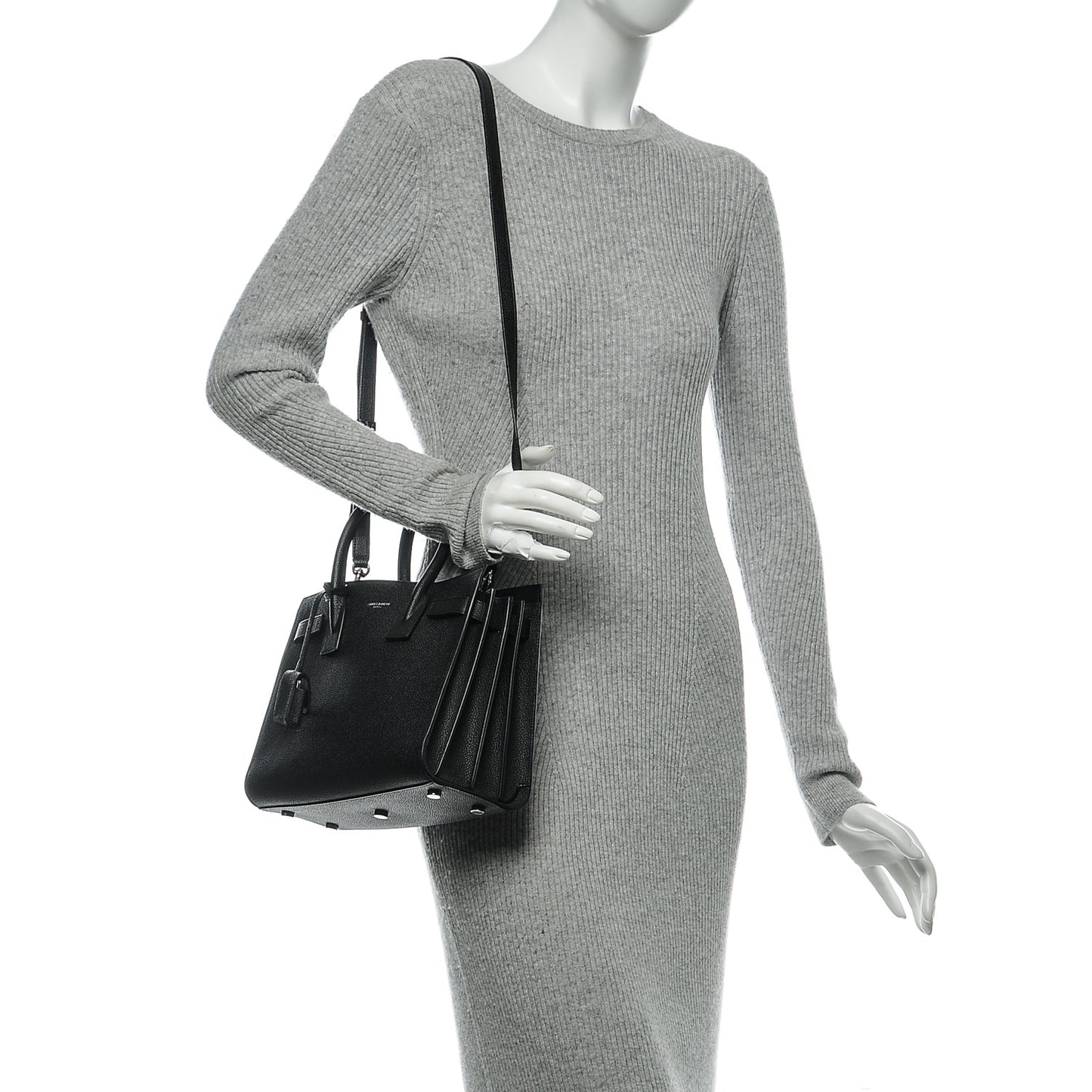 Grained Calfskin Baby Sac De Jour Black