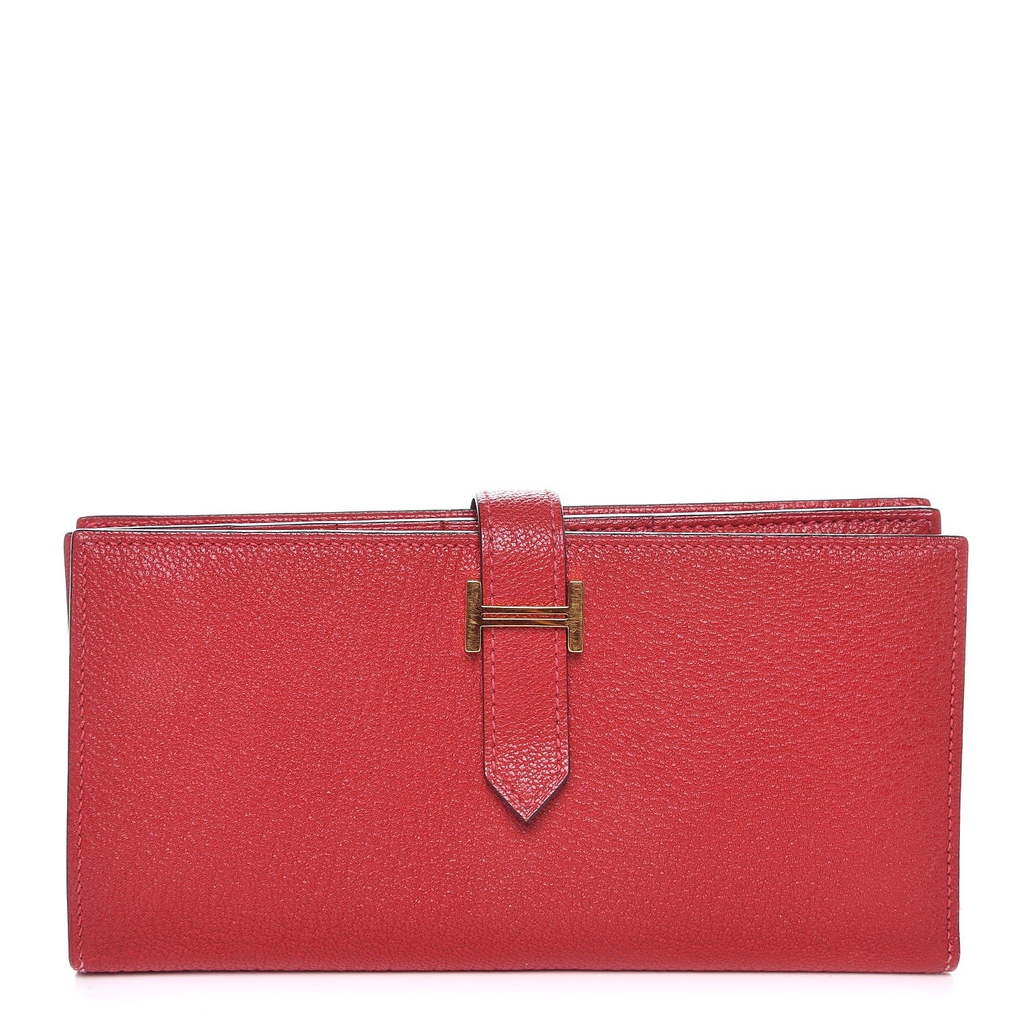 Hermes Chevre Mysore Bearn Gusset Wallet Rouge Casaque 1 of 8