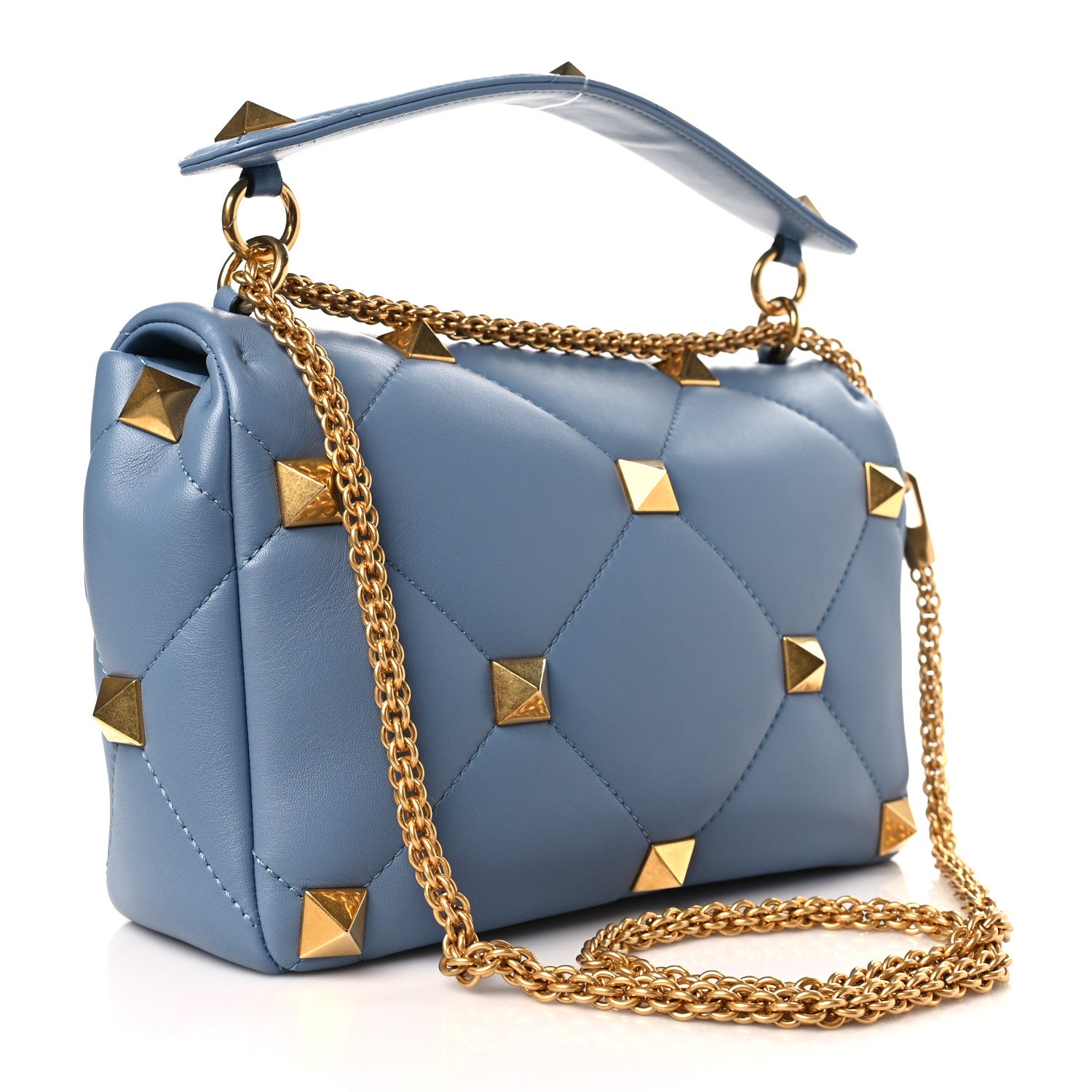 Valentino Garavani Nappa Large Roman Stud Shoulder Bag Niagara 3 of 8