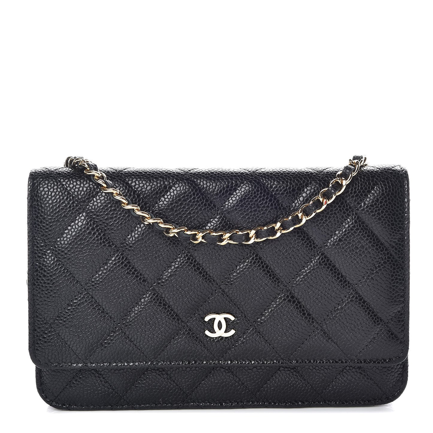 Caviar Quilted Wallet On Chain WOC Black