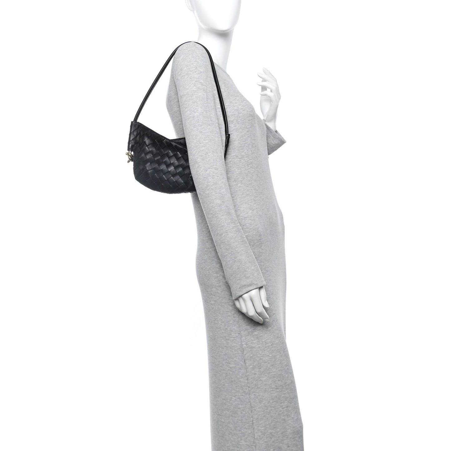 Nappa Intrecciato Mini Solstice Shoulder Bag Black