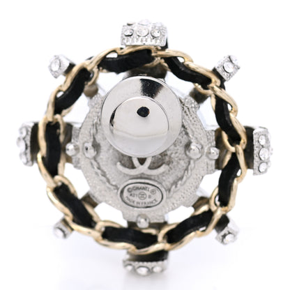Chanel Lambskin Pearl Crystal CC Brooch Black Silver 3 of 4
