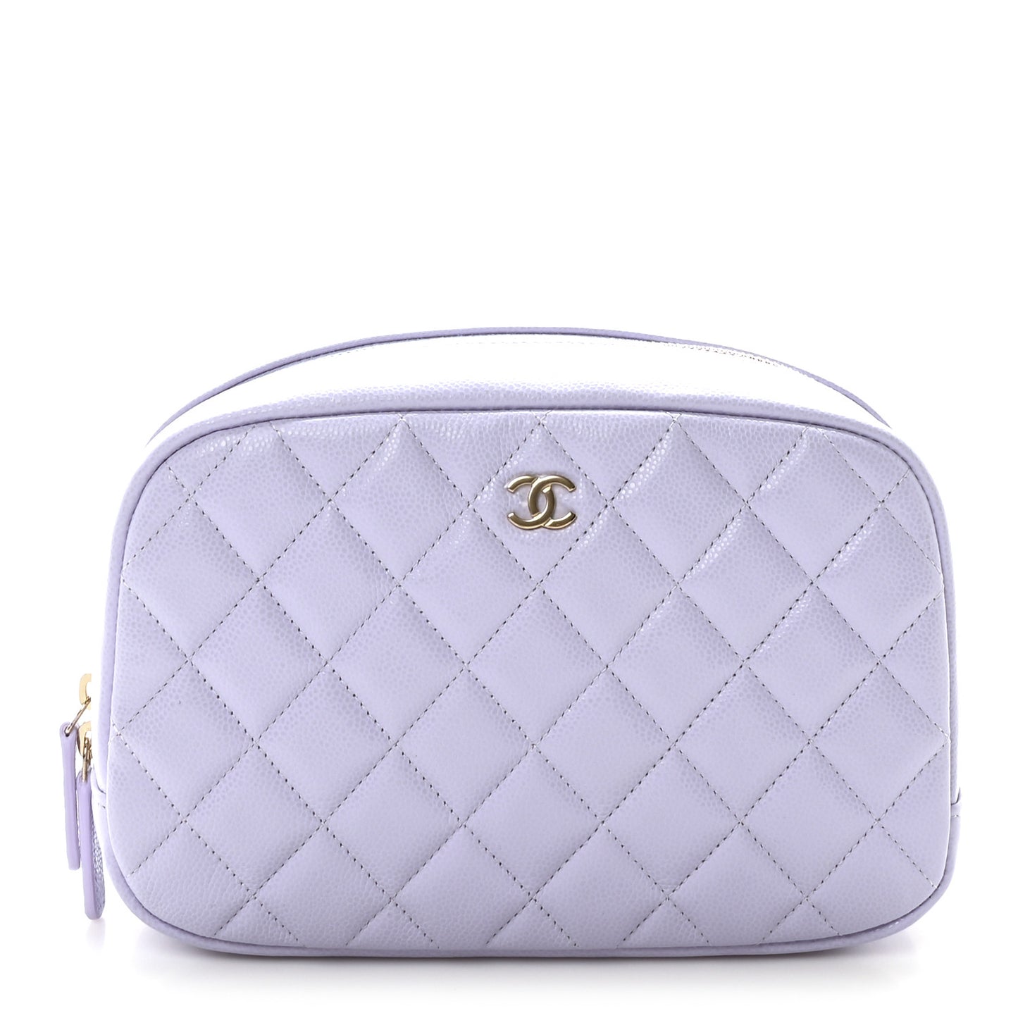 Caviar Quilted Medium Curvy Pouch Cosmetic Case Light Purple