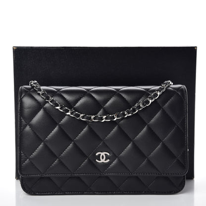Chanel Lambskin Quilted Wallet On Chain WOC Black 12 of 12