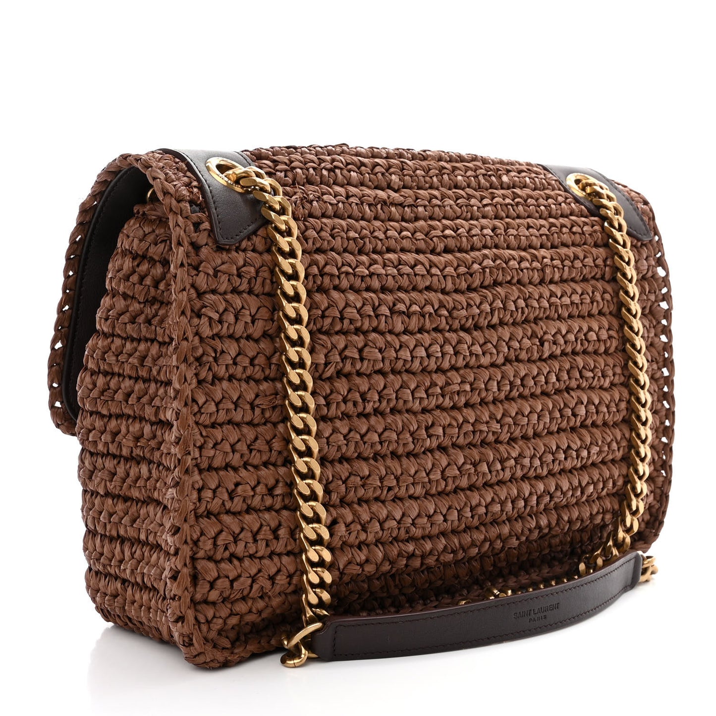 Raffia Calfskin Monogram Medium Niki Chain Satchel New Nut