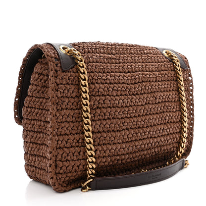 Saint Laurent Raffia Calfskin Monogram Medium Niki Chain Satchel New Nut 3 of 10