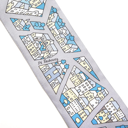 Hermes Silk Rire Droite Rive Gauche Twilly Gris Perle Bleu Jaune Pale 6 of 7