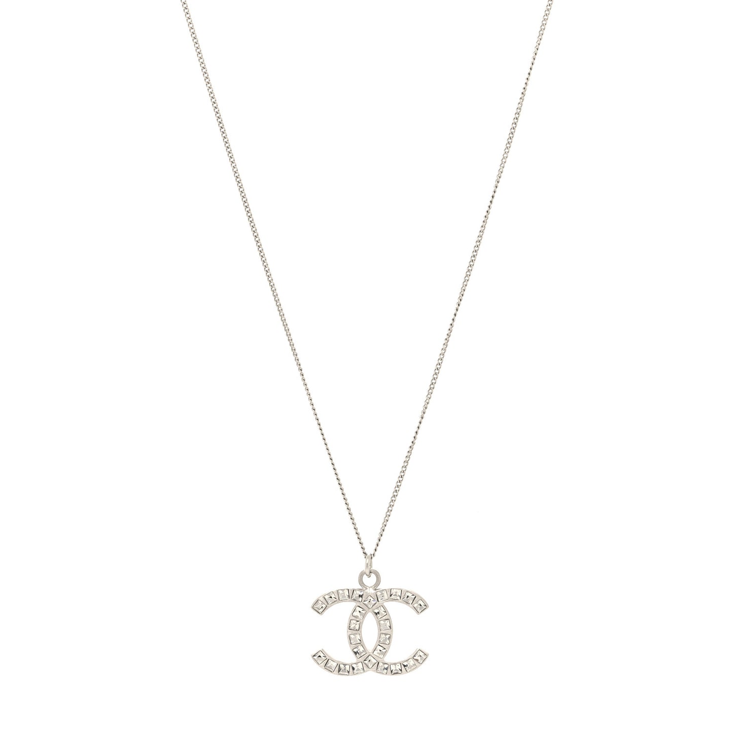 Crystal CC Pendant Necklace Silver