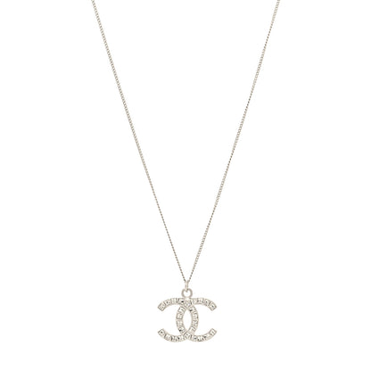 Chanel Crystal CC Pendant Necklace Silver 1 of 4