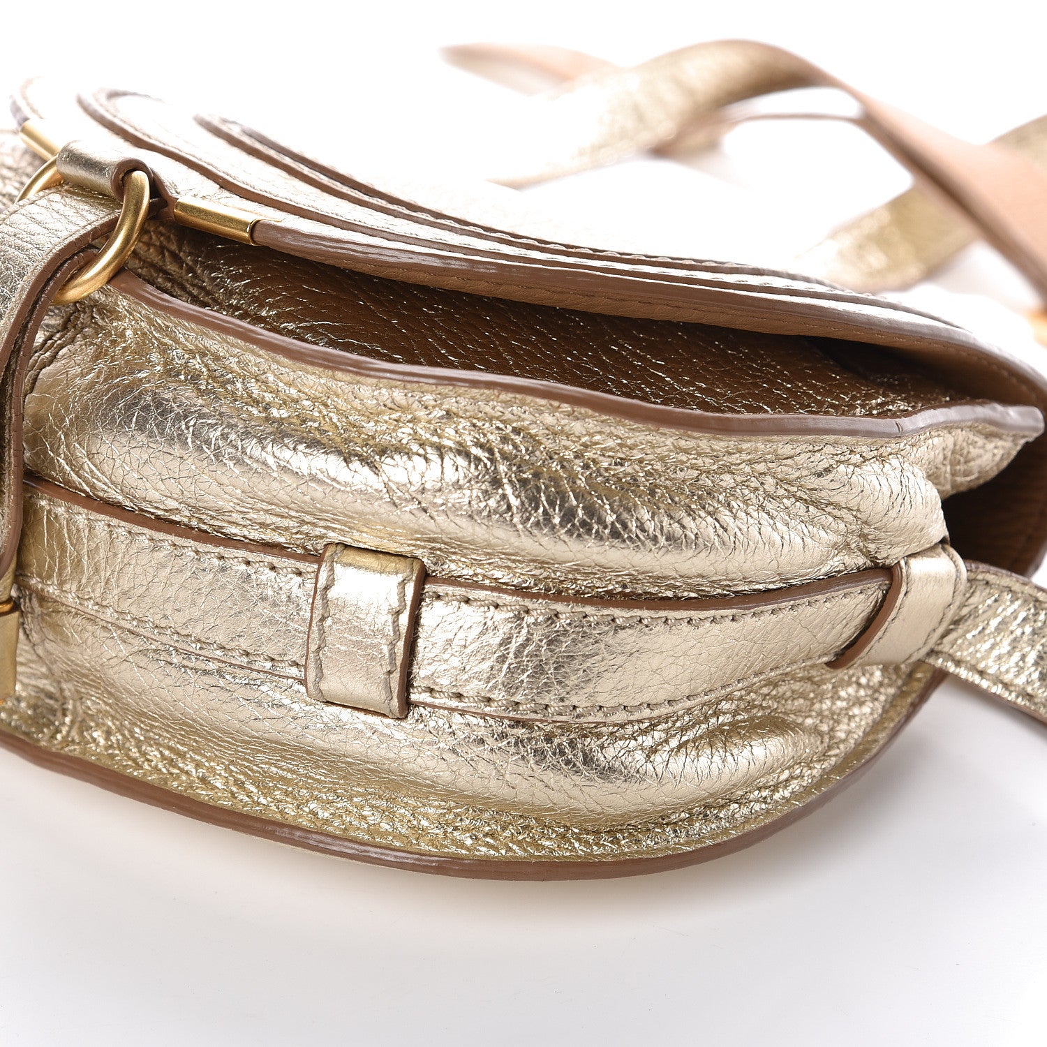 Chloe Metallic Calfskin Mini Marcie Round Crossbody Bag Gold 11 of 11