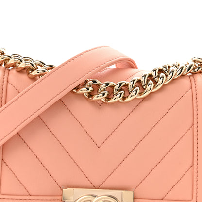 Chanel Calfskin Chevron Quilted Small Boy Flap Light Orange 8 of 12