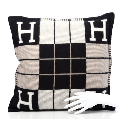 Hermes Wool Cashmere Avalon III Pillow PM Ecru Black 2 of 8