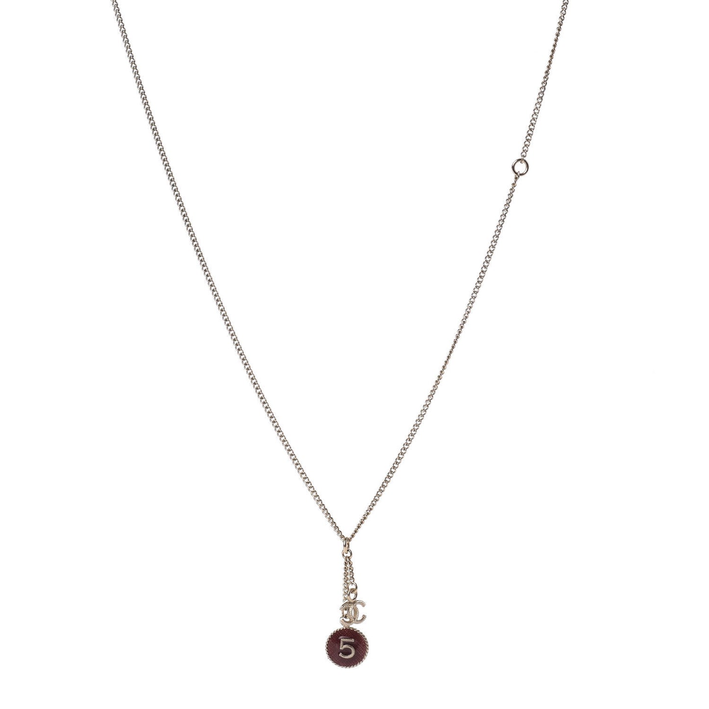 Enamel 5 CC Charm Necklace Gold Dark Red