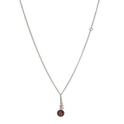 Chanel Enamel 5 CC Charm Necklace Gold Dark Red 1 of 4