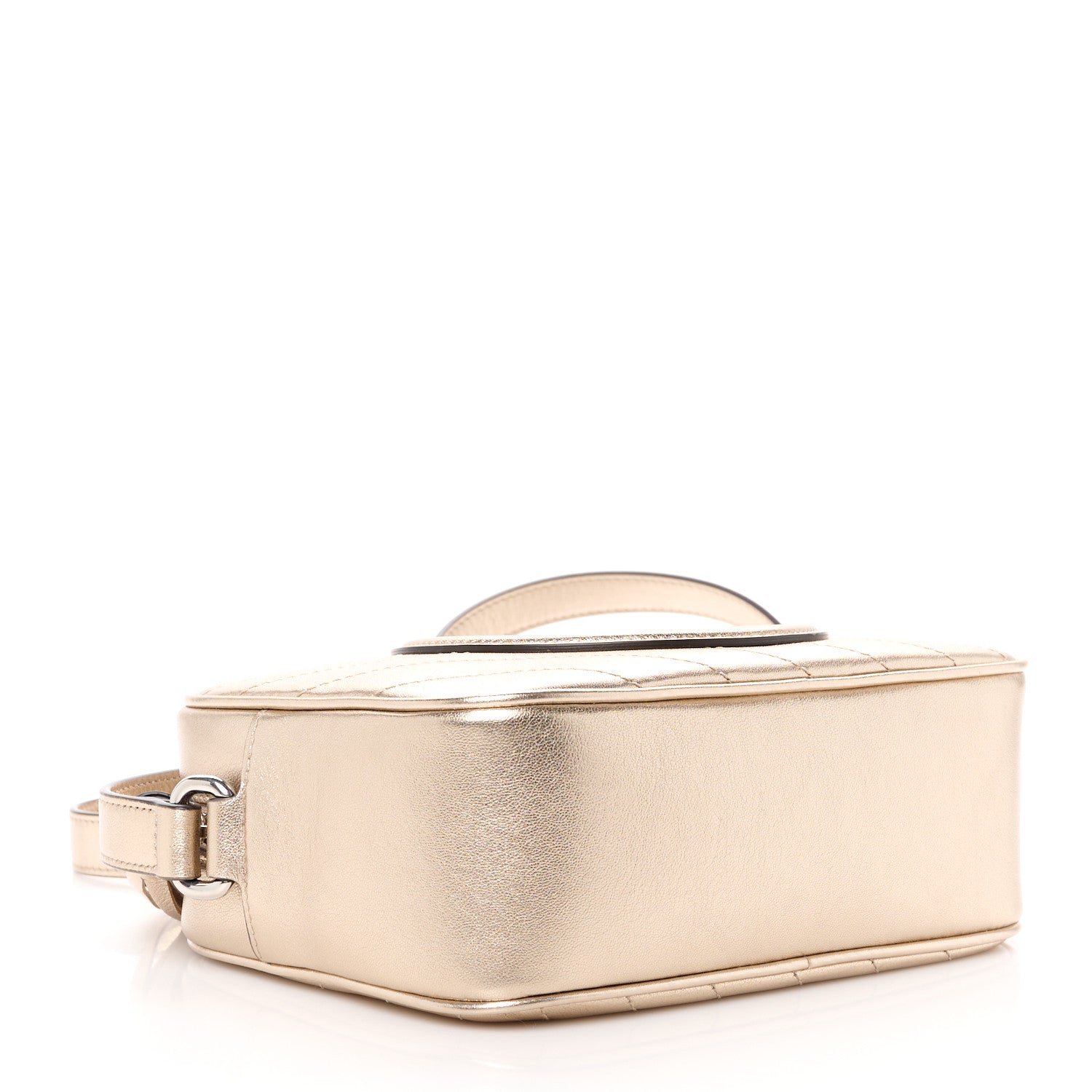 Gucci Metallic Sakai Be Green Calfskin Diagonal Stitched Small Blondie Shoulder Bag Golden Beige 4 of 13