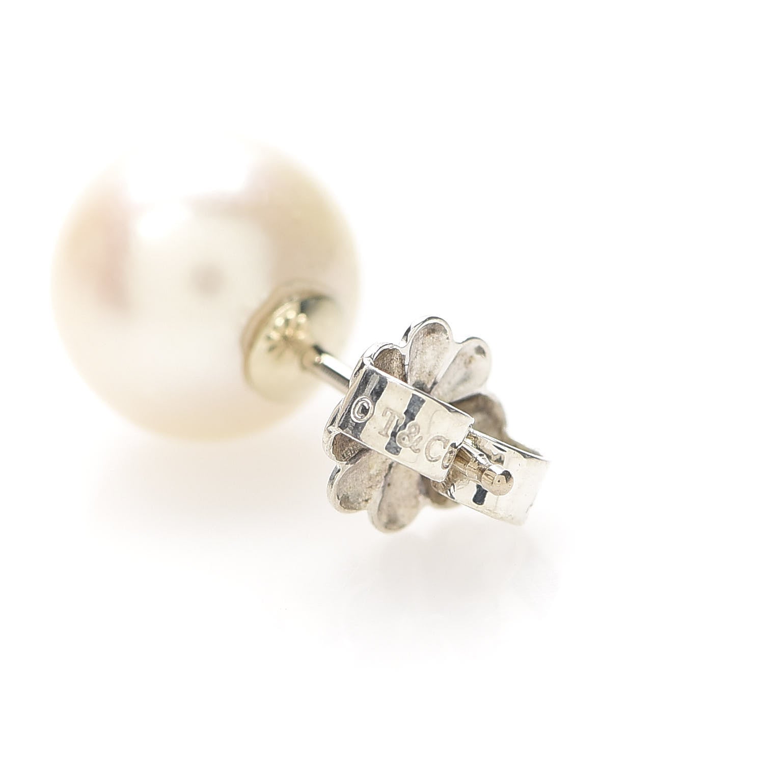 Tiffany Sterling Silver Freshwater Pearl 8-9mm Ziegfeld Earrings 4 of 5