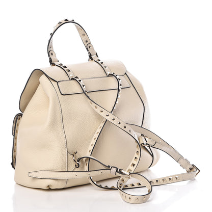 Valentino Garavani Pebbled Calfskin Rockstud Double Pocket Backpack Ivory 3 of 9