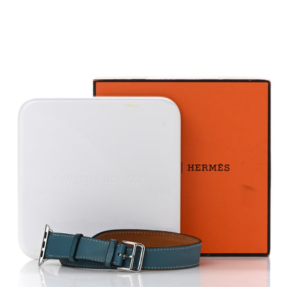 Hermes Swift 38mm Apple Watch Double Tour Band Blue Jean 7 of 7