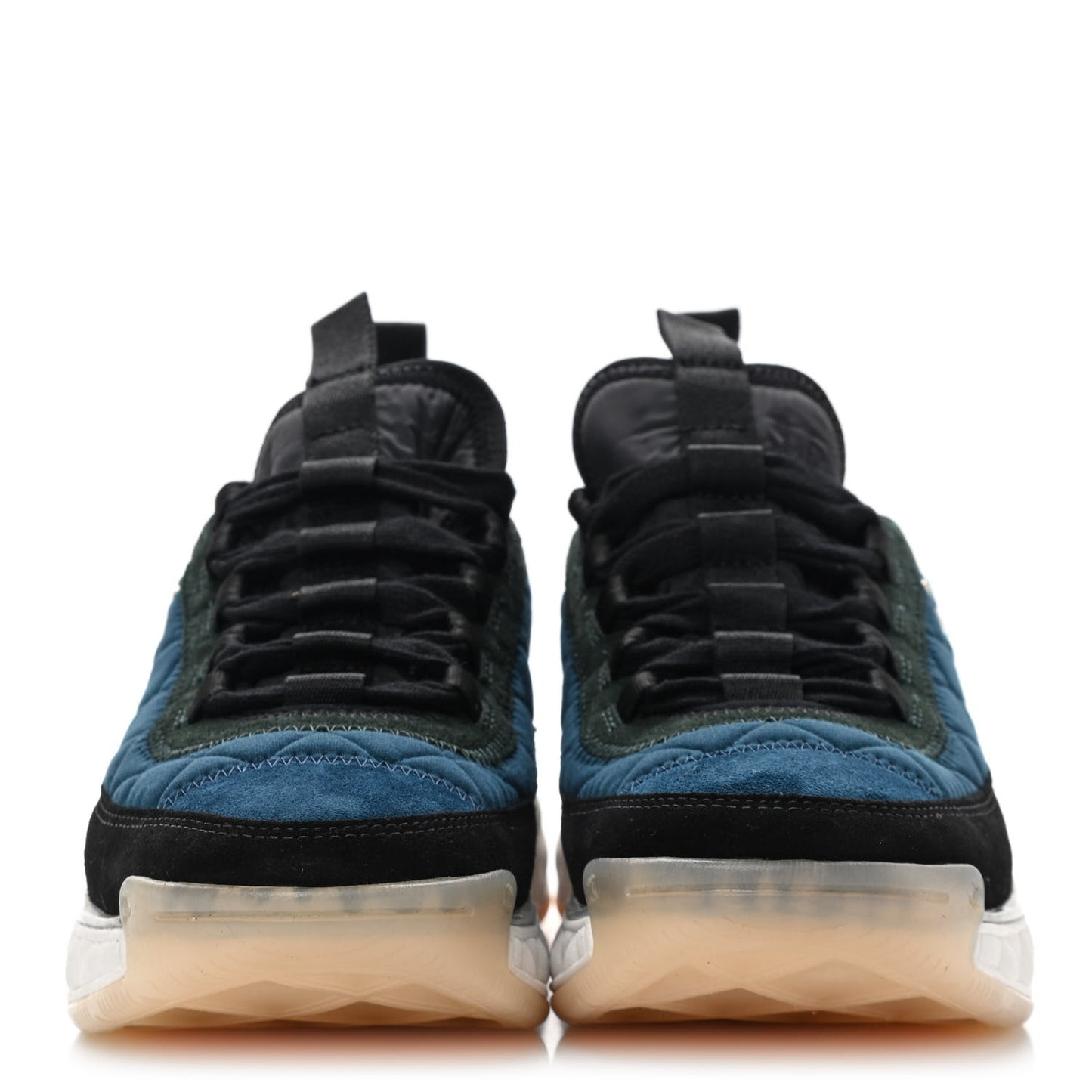 Fabric Suede Calfskin CC Sneakers 37.5 Dark Blue Dark Green Light Orange