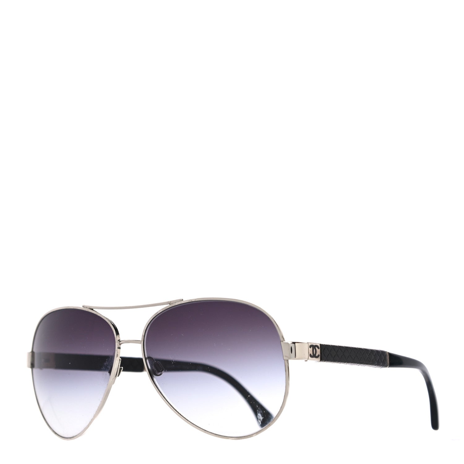 Chanel Lambskin Quilted CC Aviator Sunglasses 4195-Q Black 1 of 6