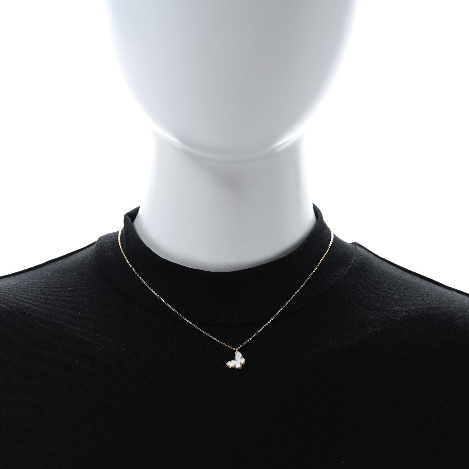 Van Cleef & Arpels VAN CLEEF & ARPELS 18K Yellow Gold Mother of Pearl Sweet Alhambra Butterfly Pendant Necklace 3 of 4