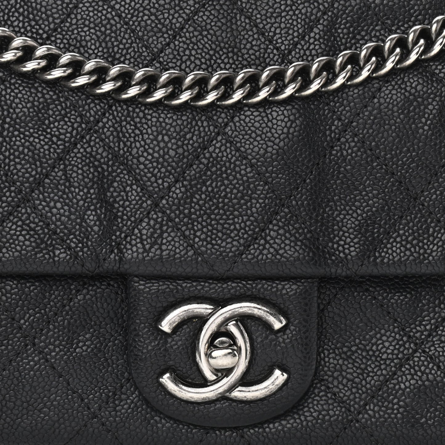 Caviar Quilted Medium Simply CC Flap Black