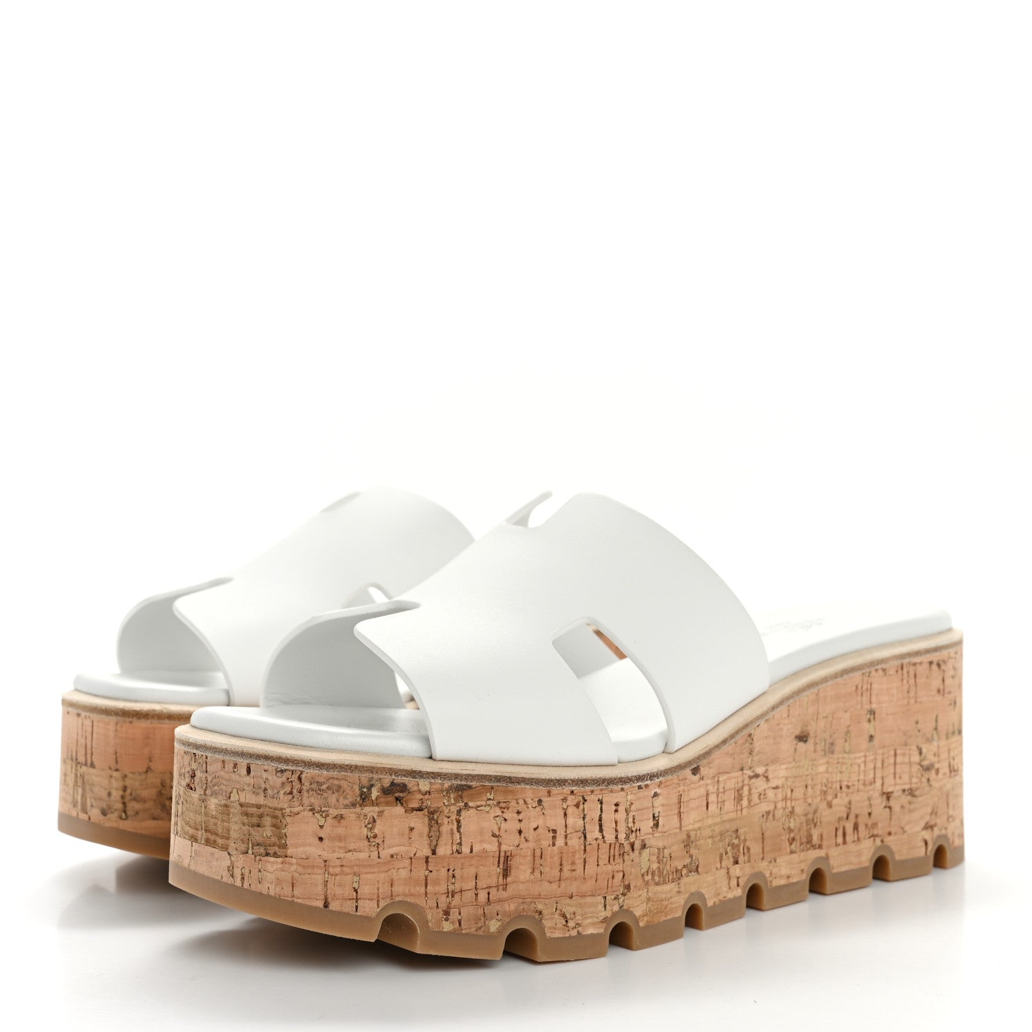 Hermes Calfskin Cork Eze 30 Sandals 37 White 4 of 10