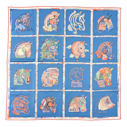 Hermes Silk Chevaloscope Scarf 90 Bleu Orange Multicolor 1 of 3