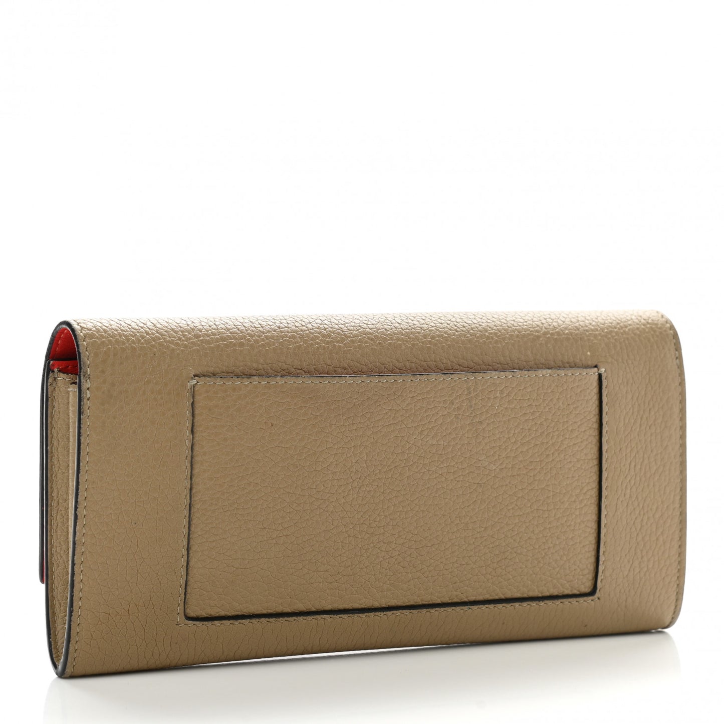 Drummed Calfskin Large Multifunction Flap Wallet Dune