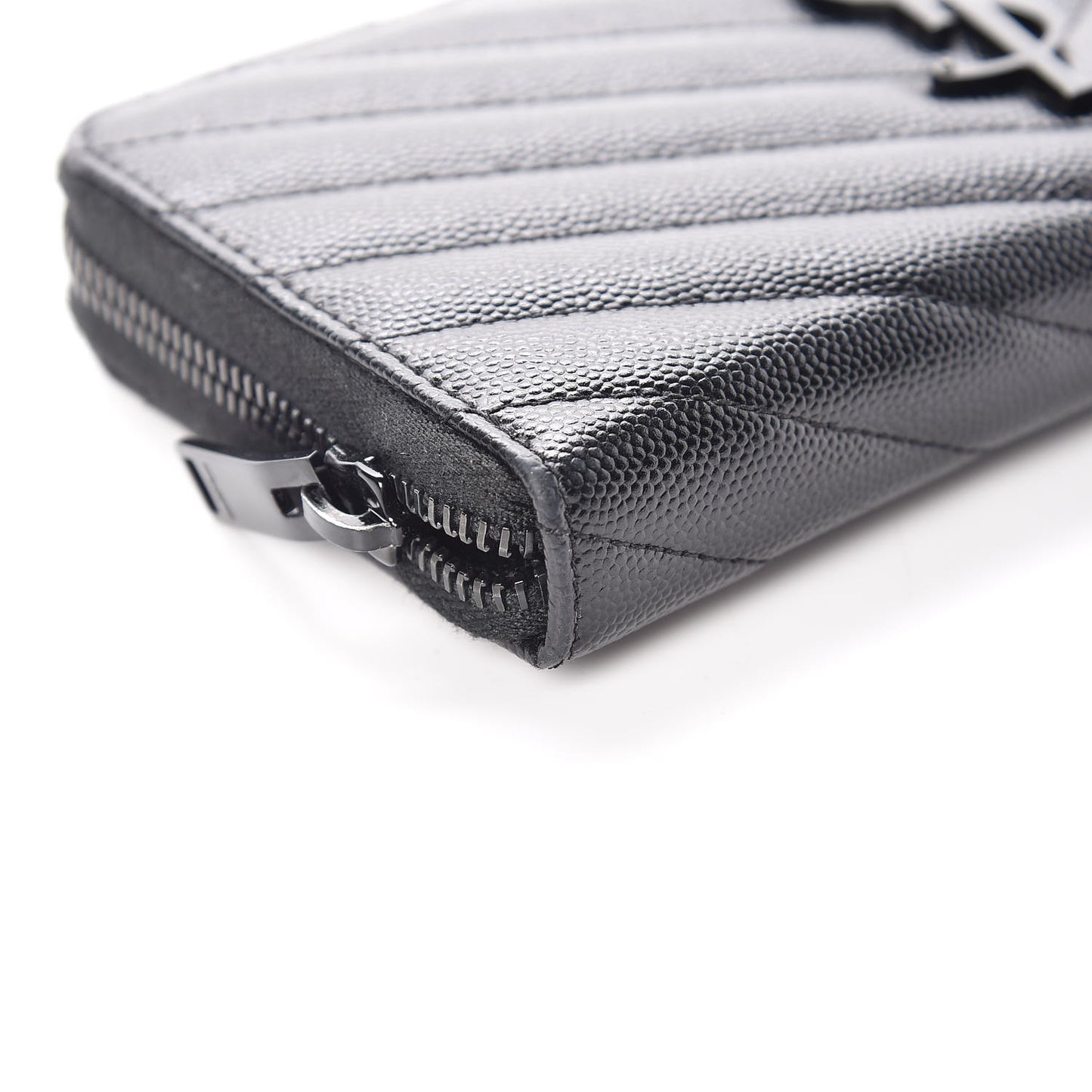 Grain De Poudre Matelasse Chevron Monogram Zip Around Wallet Black