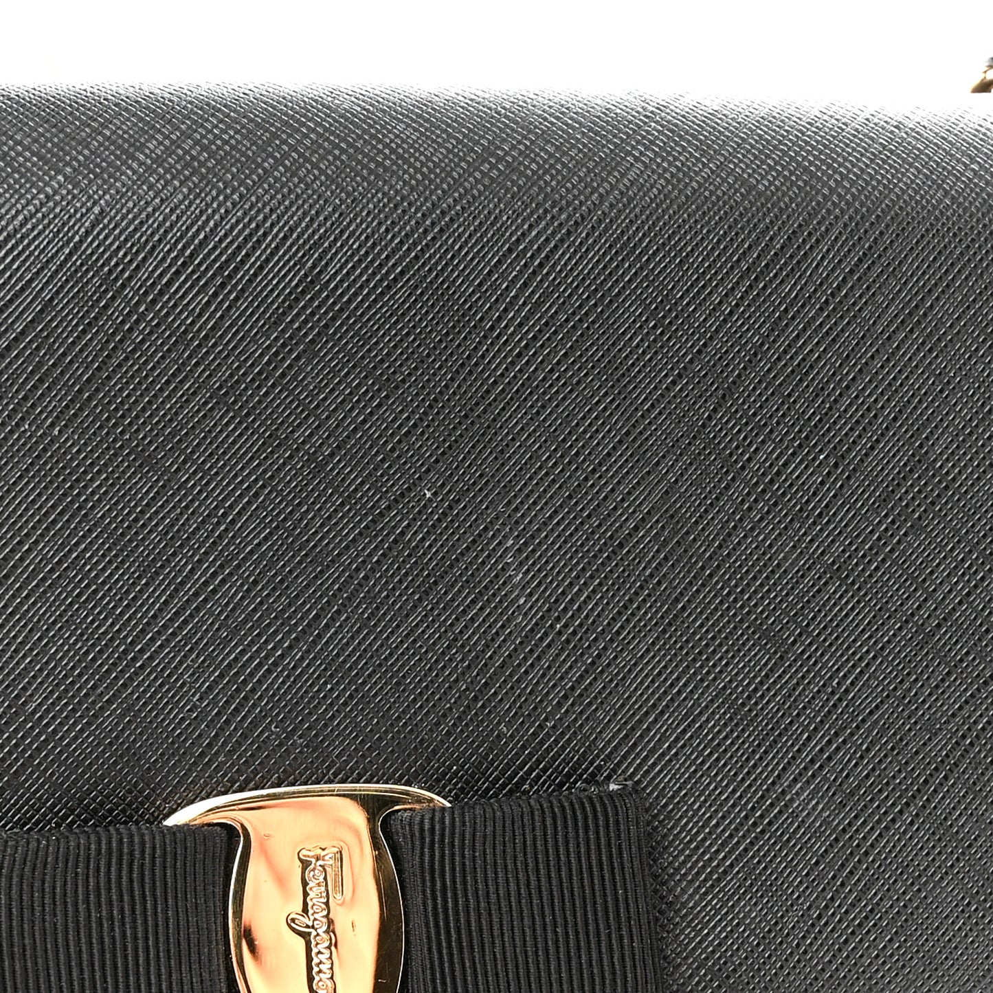 Printed Calfskin Vara Bow Chain Flap Crossbody Black
