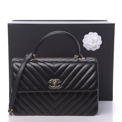 Chanel Lambskin Chevron Quilted Medium Trendy CC Dual Handle Flap Bag Black 12 of 12