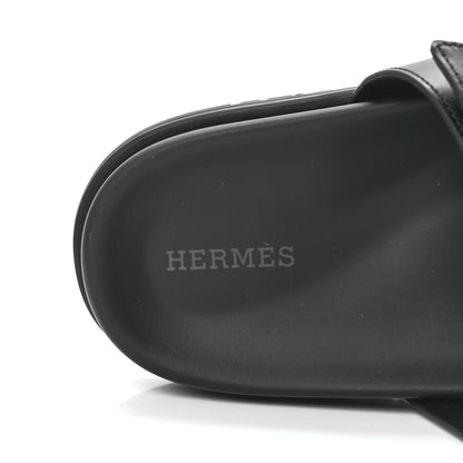 Hermes Calfskin Womens Chypre Sandals 40 Black 7 of 9