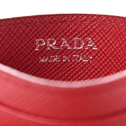 Prada Saffiano Triangle Card Holder Red 5 of 8