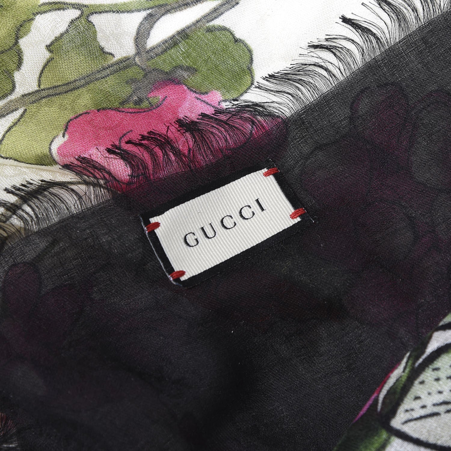 Gucci Wool Silk Rising Flowers Square Shawl White 4 of 4