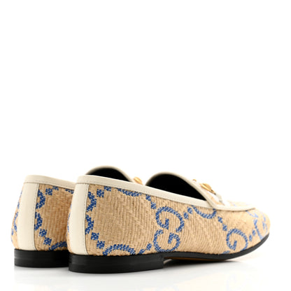 Gucci Raffia Horsebit Womens Jordaan Loafers 36 Natural Royale Mystic White 4 of 10