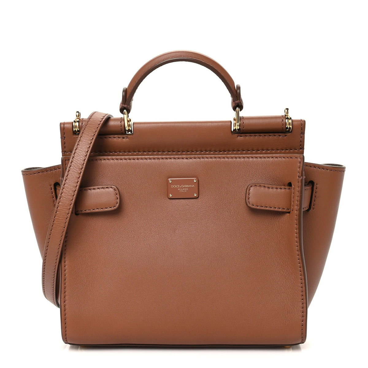 Dolce & Gabbana DOLCE GABBANA Vitello Morbido Small Sicily 62 Bag Brown 1 of 9