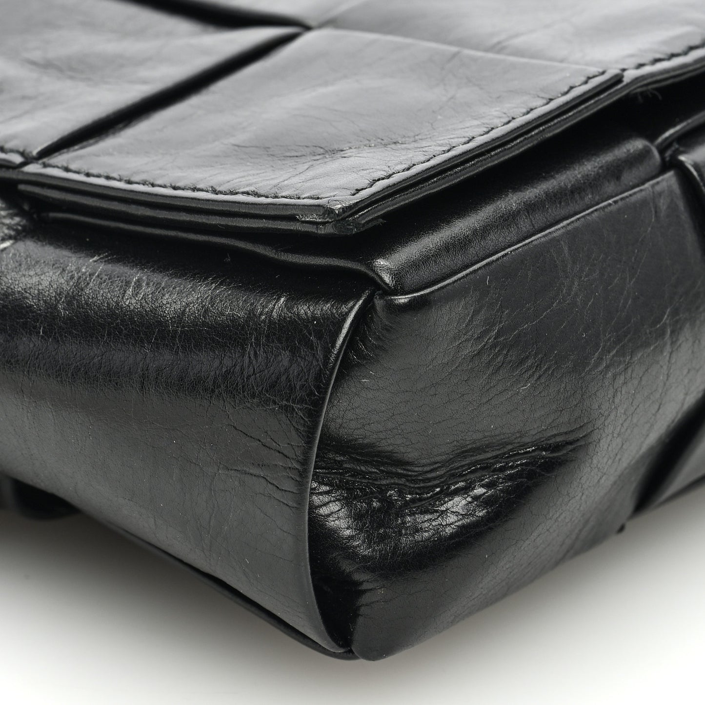 Paper Calfskin Intreccio Cassette Belt Bag Black
