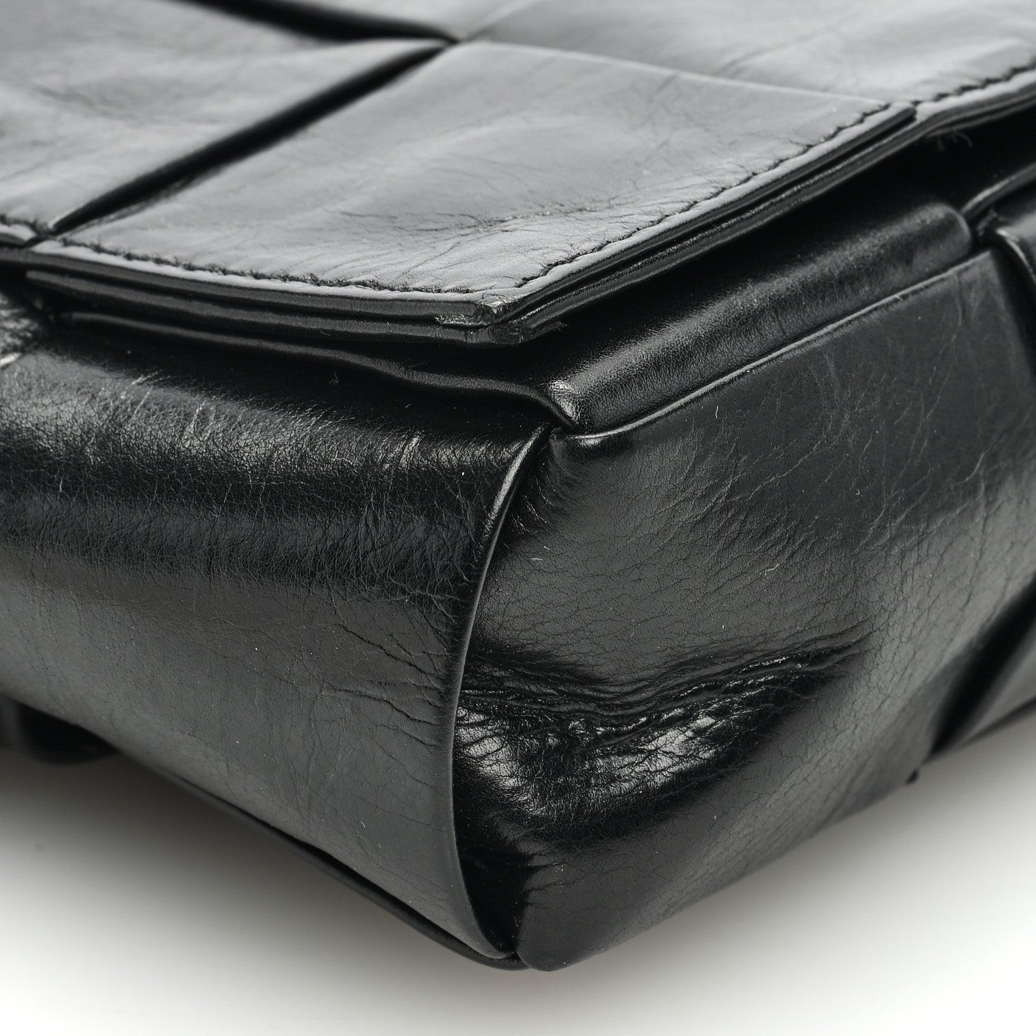 Bottega Veneta Paper Calfskin Intreccio Cassette Belt Bag Black 8 of 9