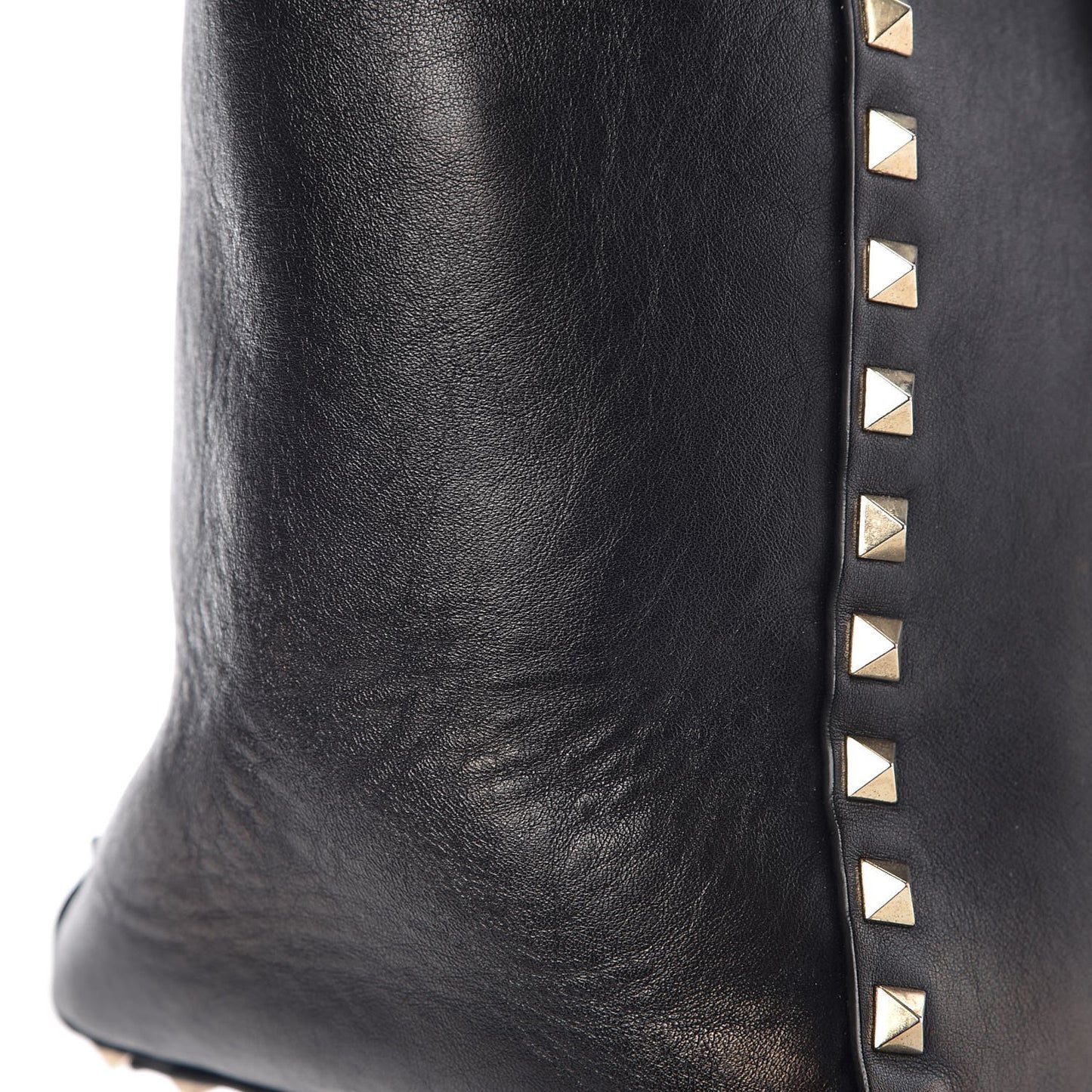 Vitello Rockstud Double Handle Tote Black