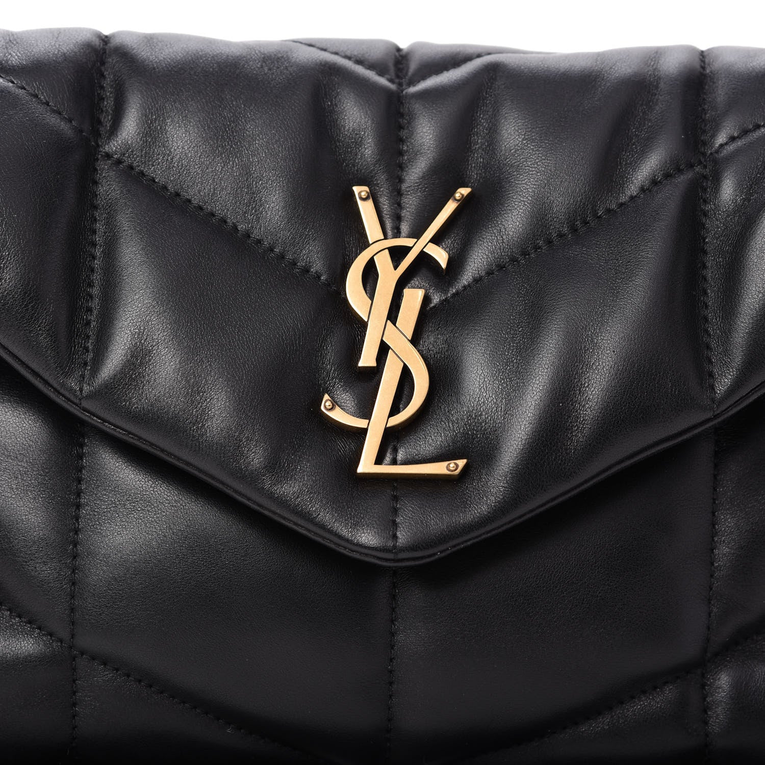 Saint Laurent Lambskin Quilted Small Loulou Puffer Monogram Chain Satchel Black 10 of 11