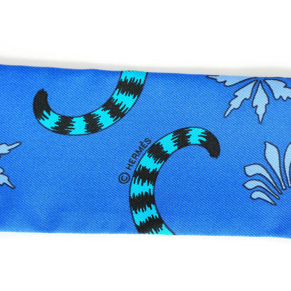 Hermes Silk Les Leopards Twilly Bleu Roy Turquoise Ciel 4 of 6