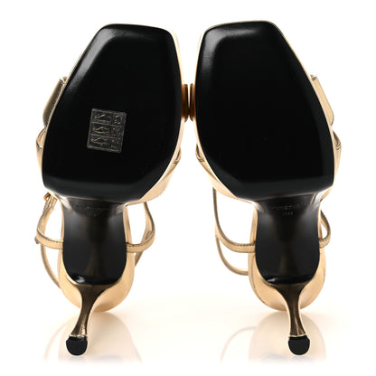Saint Laurent Metallic Calfskin Debbie 85 Platform Sandals 38 Egypt Gold 3 7 of 13