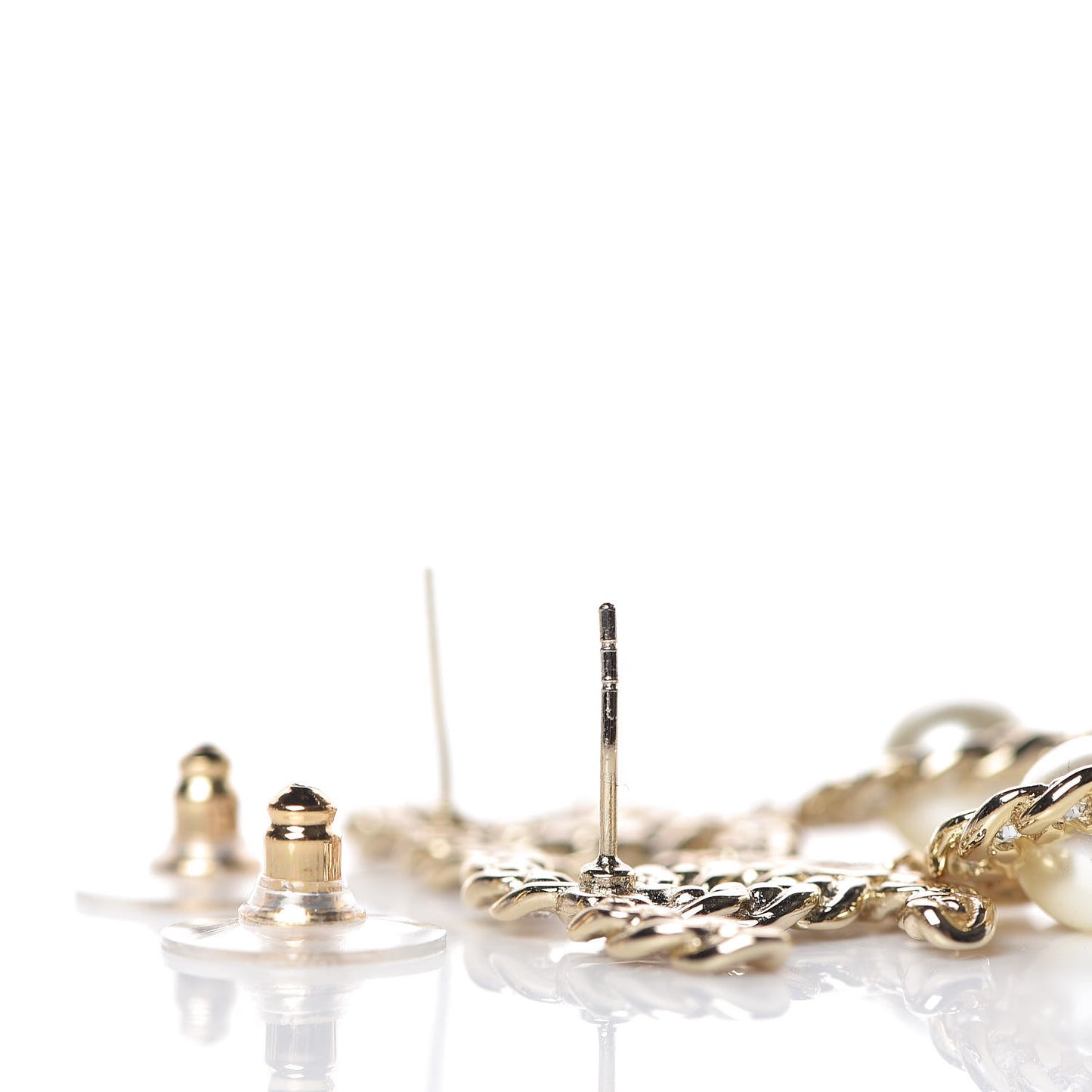 Crystal Pearl Pearls Coronation CC Drop Earrings Gold