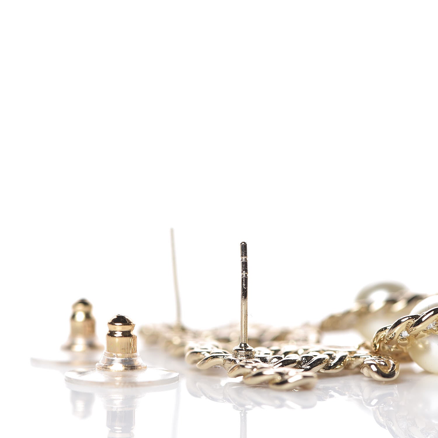 Chanel Crystal Pearl Pearls Coronation CC Drop Earrings Gold 3 of 6